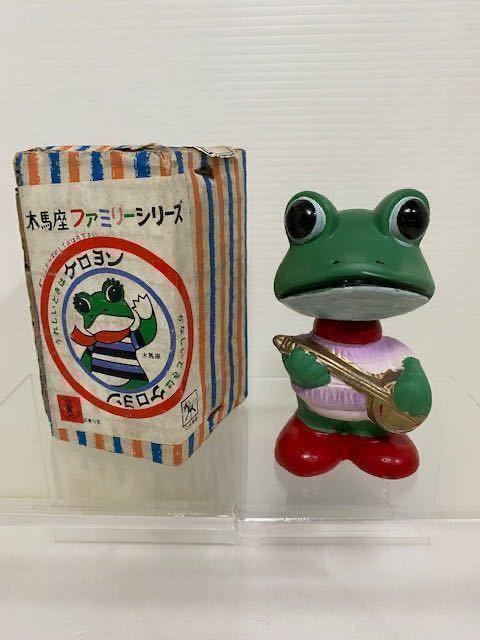 木馬座 昭和レトロ ケロヨン ツクダヤの通販 首振り 12cm 陶器 初期版 元箱