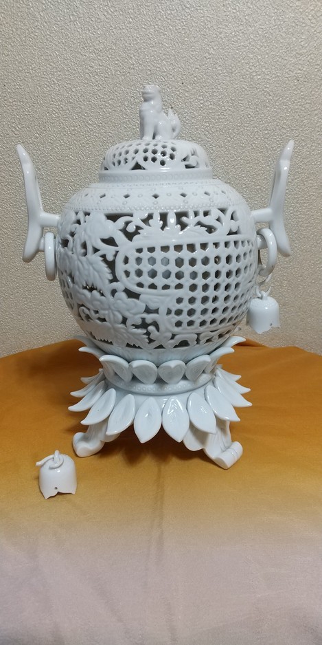 緒方松右衛門＊有田焼＊伝統工芸士＊香炉＊透かし＊茶道具