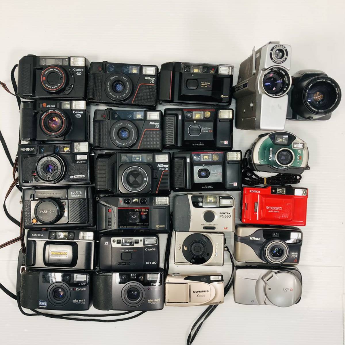 【1円スタート】コンパクトフィルムカメラまとめ 24点セット canon nikon konica yashica KYOCERA 動作未確認 J10007