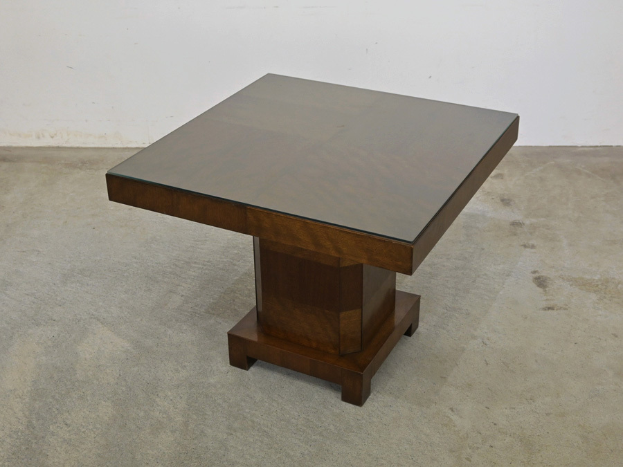 戦前 アール・デコ 桜材×ガラス天板 古い日本の応接机/則竹 大倉陶園 大正 英国 ロイズ 洋館 アンティーク フランクロイドライト 花台 