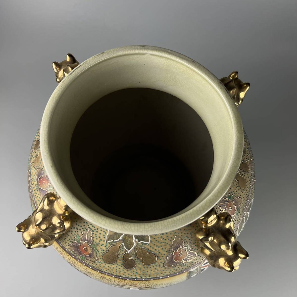 日本美術 薩摩焼 古薩摩 金彩 染錦 色絵 花瓶 陶器 陶磁器 大壺 花器