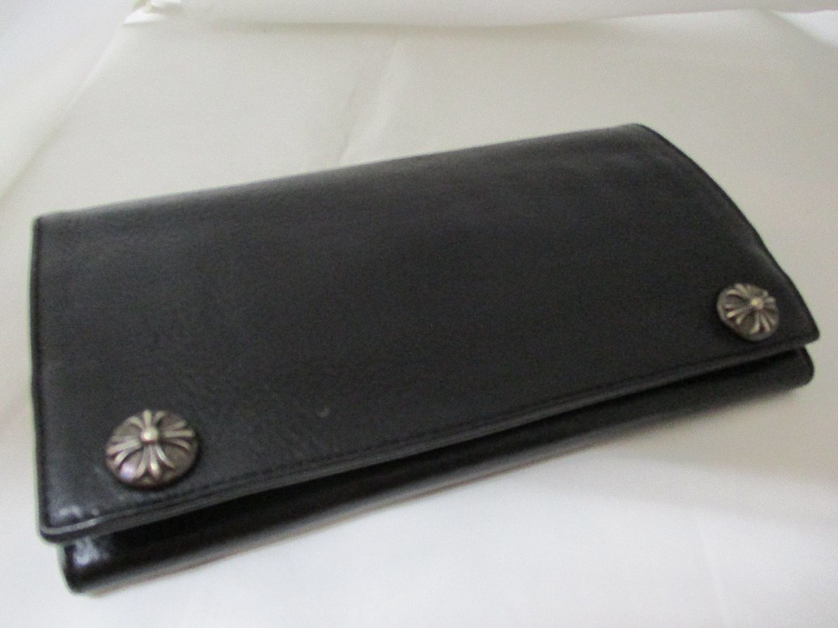 中古】CHROME HEARTS クロムハーツ 2つ折り長財布 クロスボタンズ 