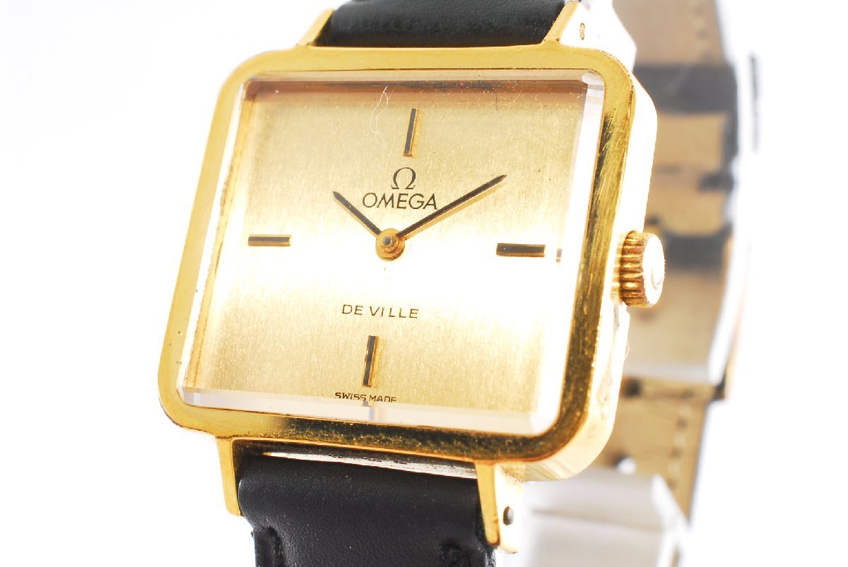 オメガ デビル SS 手巻き スクエア ゴールド レディース 腕時計 OMEGA