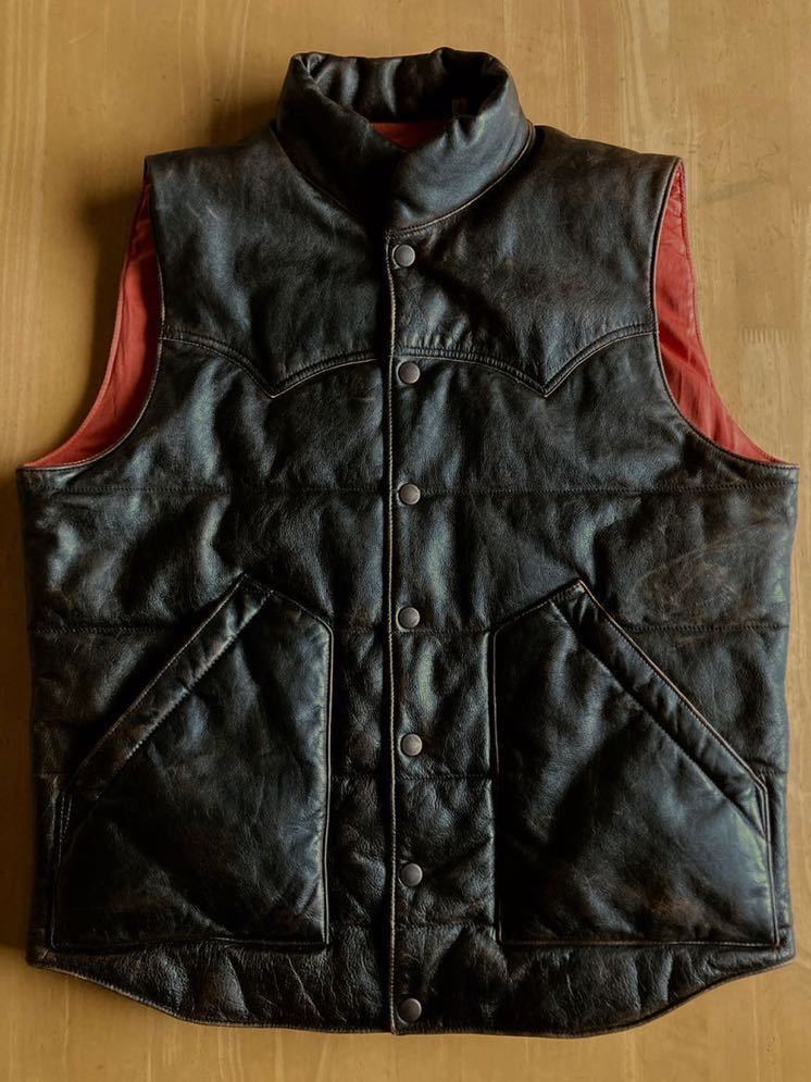 ダブルアールエル ダウンベスト S RRL LIMITED EDITION オールレザー 