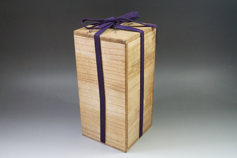 A192◇高岡銅器名工【可西泰三】 布目金象嵌青銅花瓶 共箱付 高23.5cm
