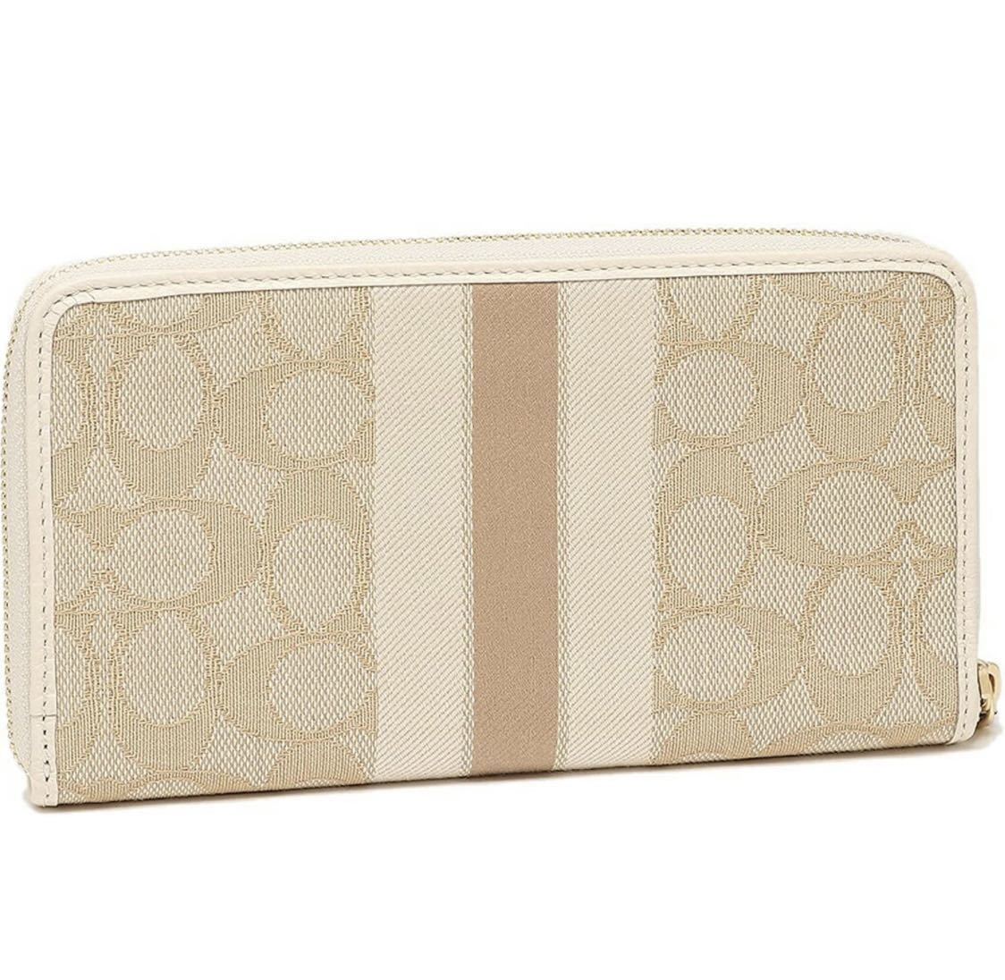 COACH コーチ　長財布　シグネチャー　オートベージュ　ストラップ付き 長財布 COACH コーチ シグネチャー レディース ブランド ストラップ