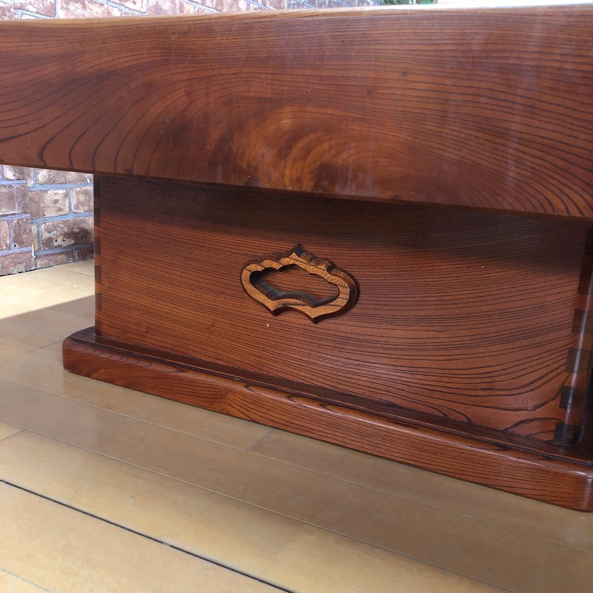 AI826 欅 けやき 囲炉裏テーブル 灰 五徳付き 引き出し 県伝統工芸士 