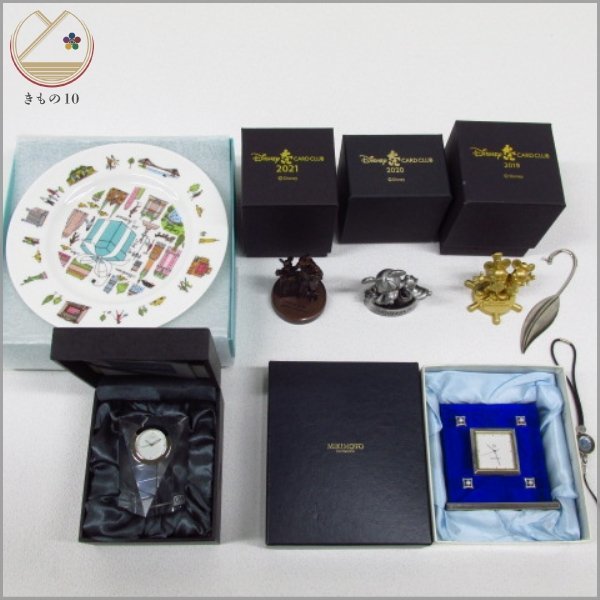 ★着物10★ 1円 ミキモト/ティファニー/他 置時計 置物 ブックマーカー キーホルダー お皿 まとめ 8点 セット ブランド品 [同梱可] ☆☆☆