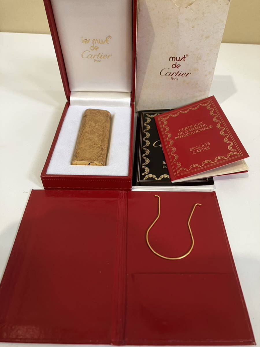 ○Cartier カルティエ ガスライター ゴールドカラー 箱付き ※火花 着火