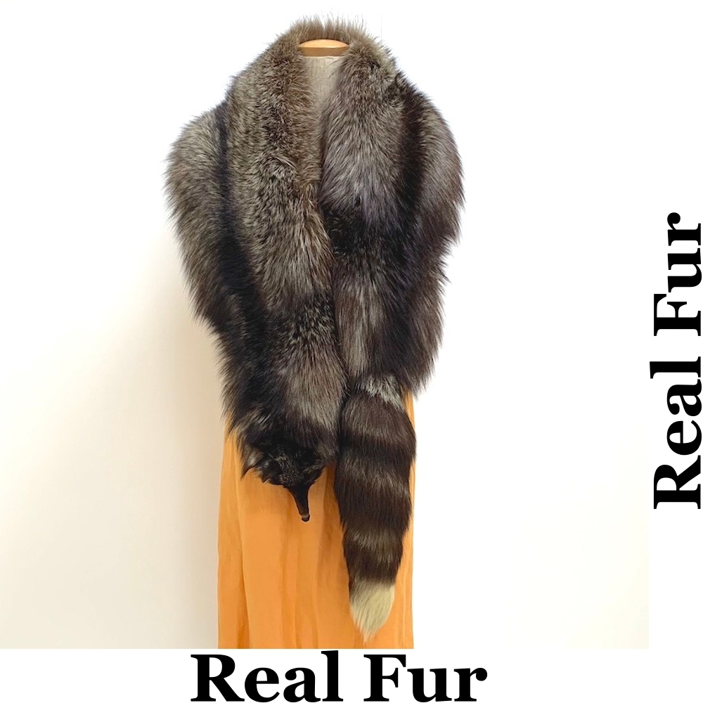 FOX シルバーフォックス 狐 本物毛皮 ショール fur リアルファー