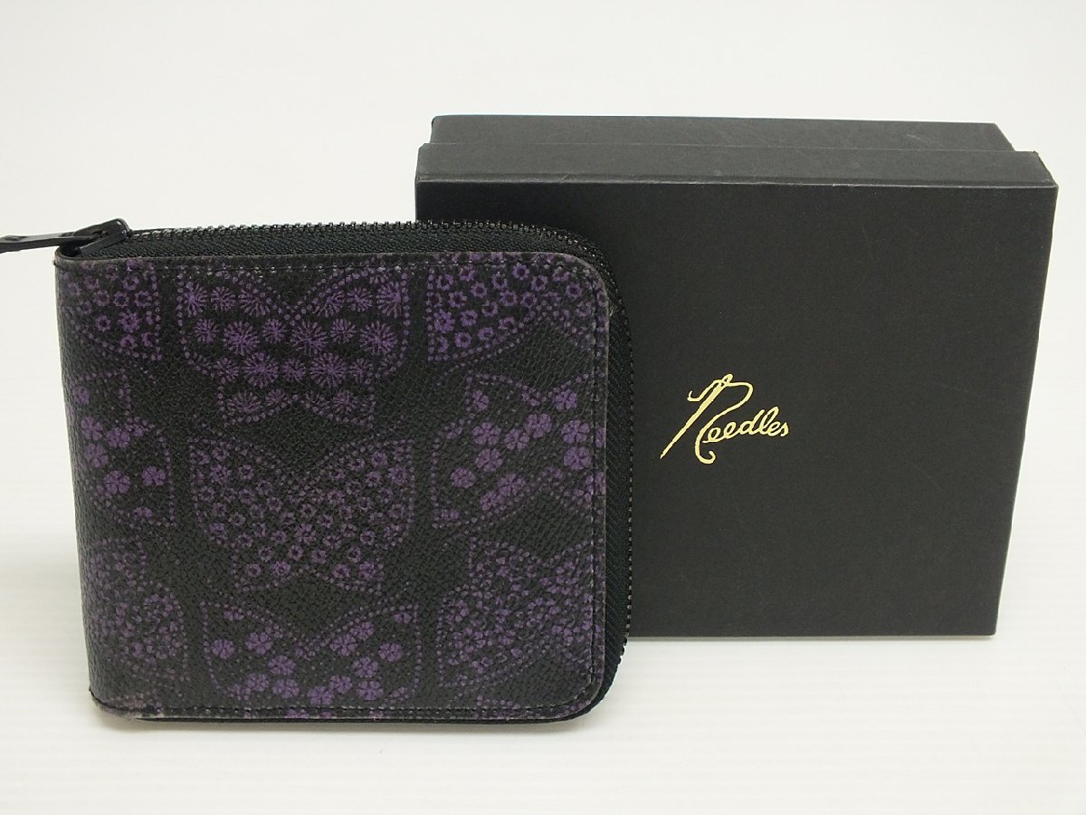 [15A-51-062-1] JNEEDLES ニードルズ 財布 ウォレット ブラック×パープル