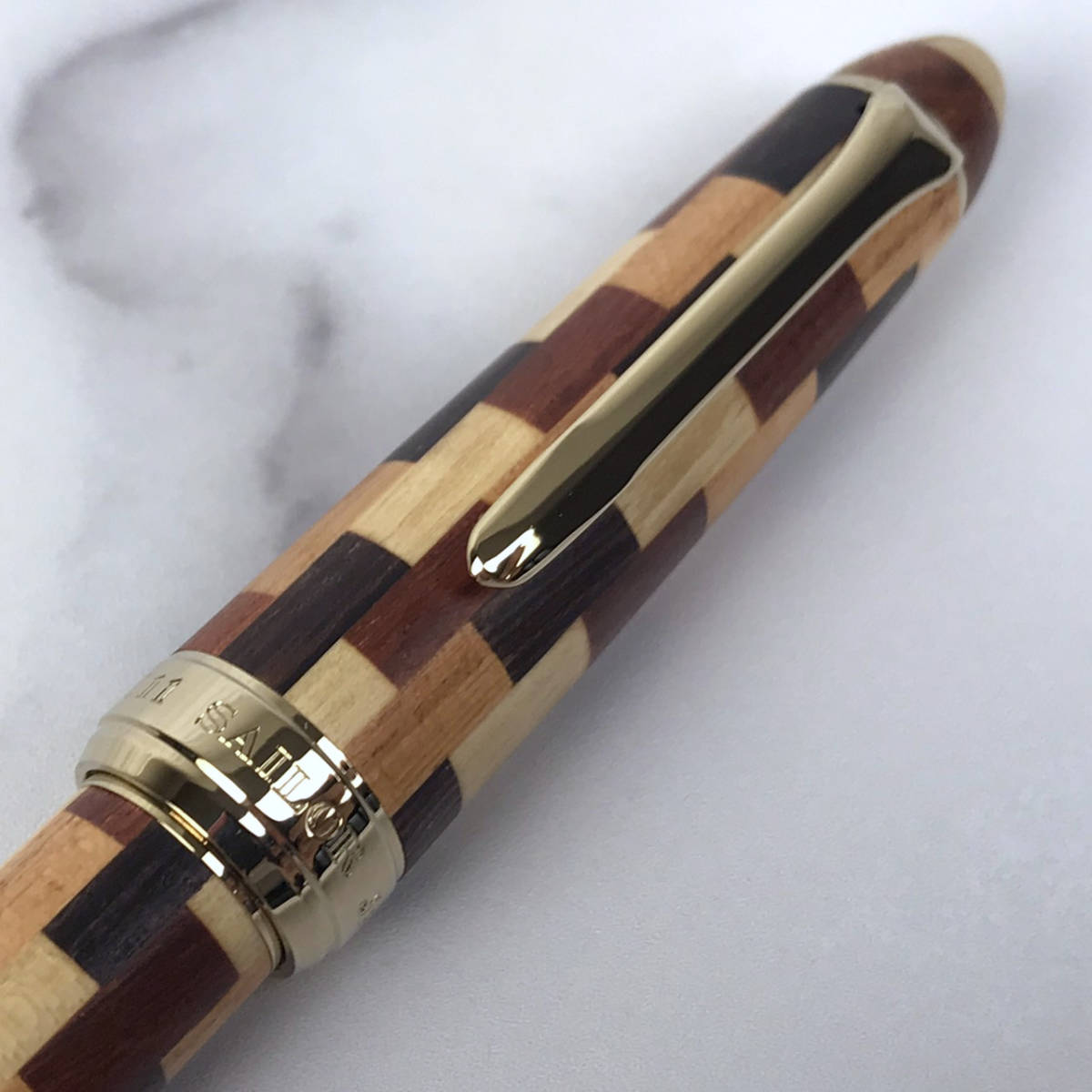 希少】セーラー SAILOR 箱根寄木細工 万年筆 M 585 14K 1911 wooden