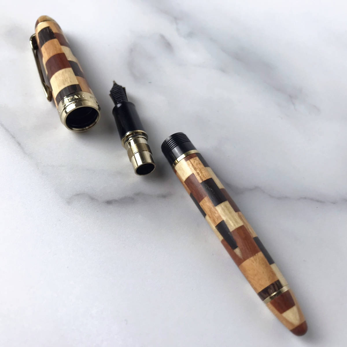 希少】セーラー SAILOR 箱根寄木細工 万年筆 M 585 14K 1911 wooden