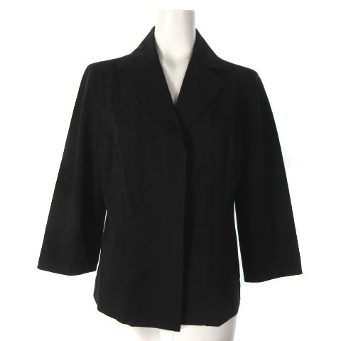 バーバリー ロンドン BURBERRY LONDON シャツジャケット 7分袖 シングル オーバーステッチ 黒 ブラック 38 ECR17 レディース