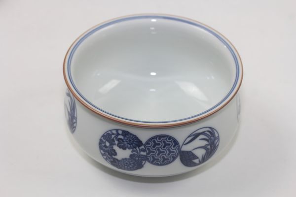 茶道具 千古窯 染付四君子丸絵台子皆具 水指/杓立/建水/蓋置 四点 共箱 