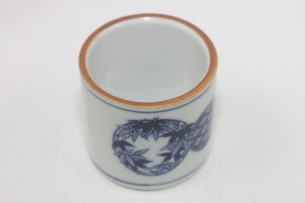 茶道具 千古窯 染付四君子丸絵台子皆具 水指/杓立/建水/蓋置 四点 共箱 