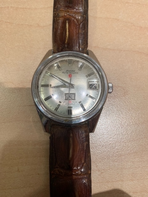 1円~!! RICOH リコー Auto DELUXE 8 21石 メンズ 自動巻き/SS/革　1805 U41472 ベルト社外 革劣化有 本体のみ 中古稼働品 1-25