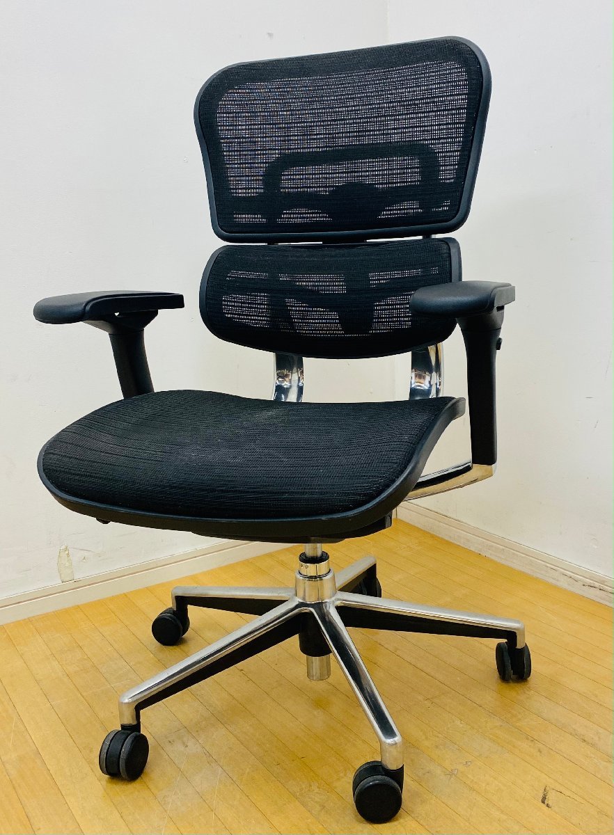 ☆【1円スタート! 正規品】Ergohuman Basic エルゴヒューマン ベーシック ロータイプ メッシュ 参考約8.5万円 オフィスチェア デスクチェア