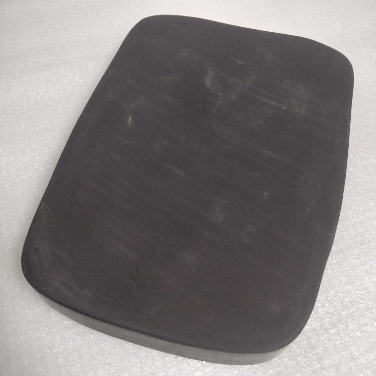 端渓硯 古硯 端渓水岩 雲龍硯 硯板 硯 20×13.9×2.4cm 紫檀木箱 経年