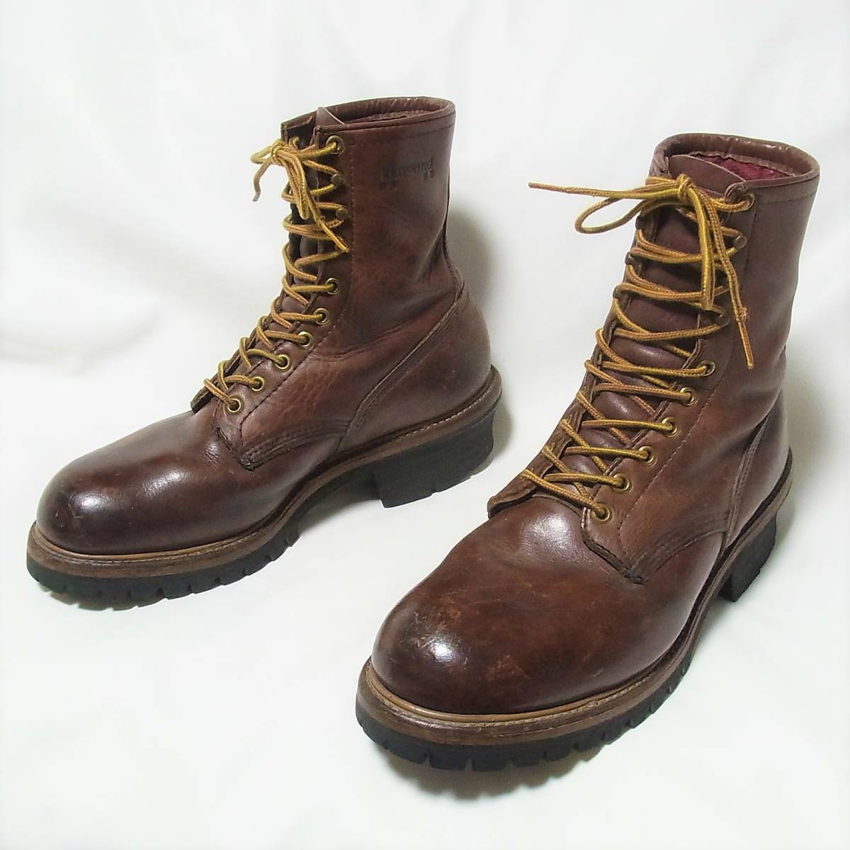 レッドウイング REDWING スチールトゥ PT91 90’s プリント羽タグ ロガー ブーツ US9.5D/27.5cm◎USA製◎インナーキルト◎1990年代