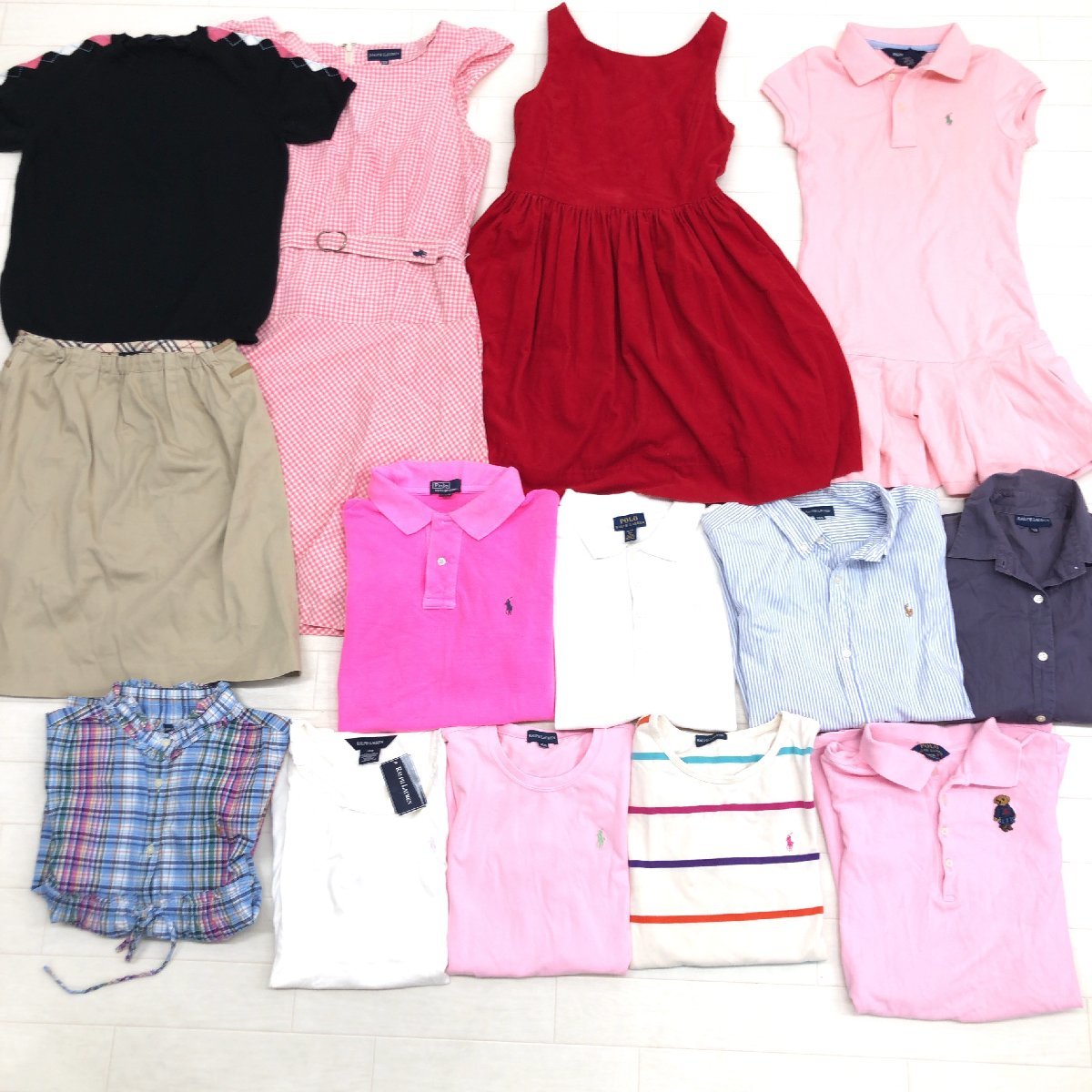 ◆子供服 女の子 バーバリー ポロ ラルフローレン のみ 14点 セット まとめ売り 130cm～160cm 美品 新品含む ロゴ刺繍 ポロベアー キッズ