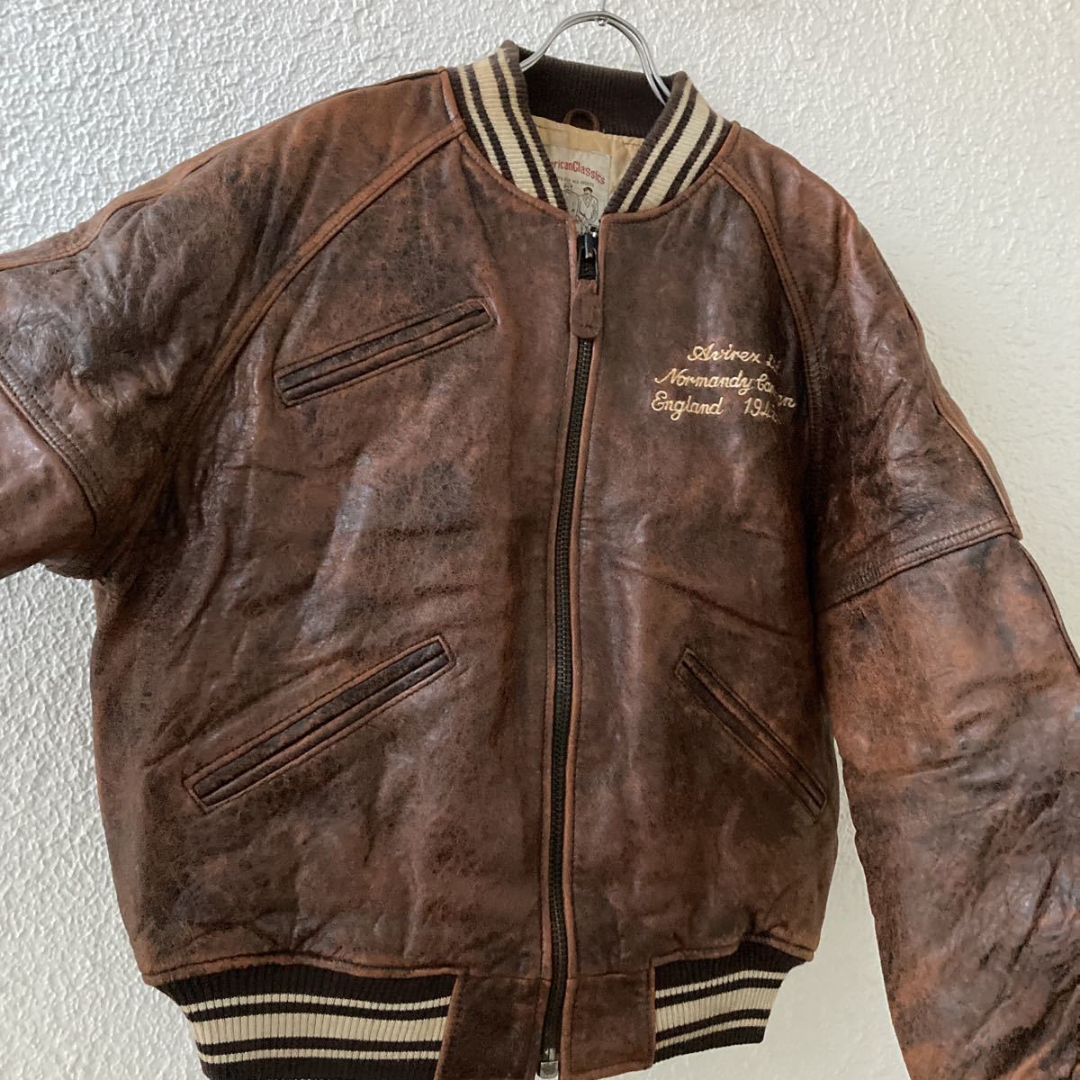 アヴィレックス AVIREX ヴィンテージ オールレザー スタジャン XS