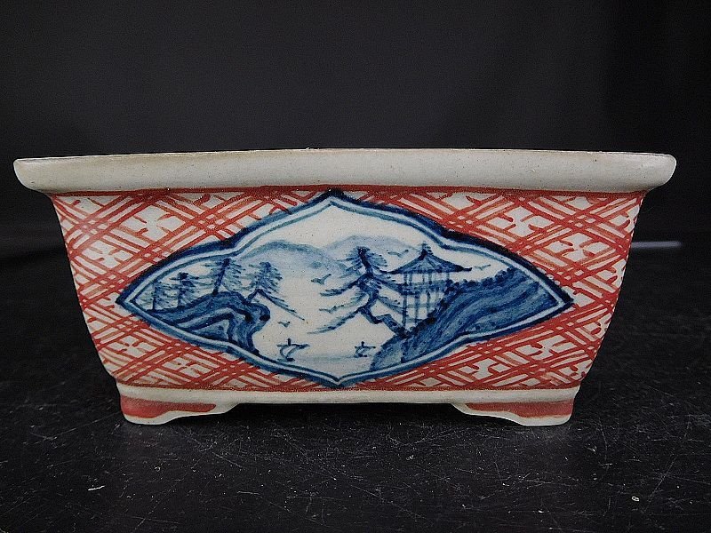 呉徳盛製 』『 中国宜興 』在銘 中国古盆器 紫砂 朱泥 紫砂鉢 盆栽鉢