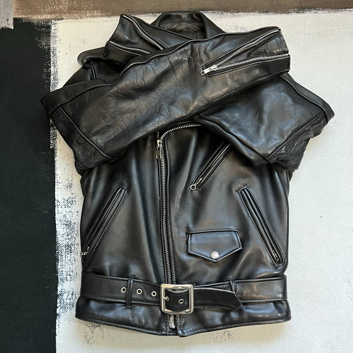 ◇Schott ショット ダブルライダースジャケット 34 バイクタグ レザー
