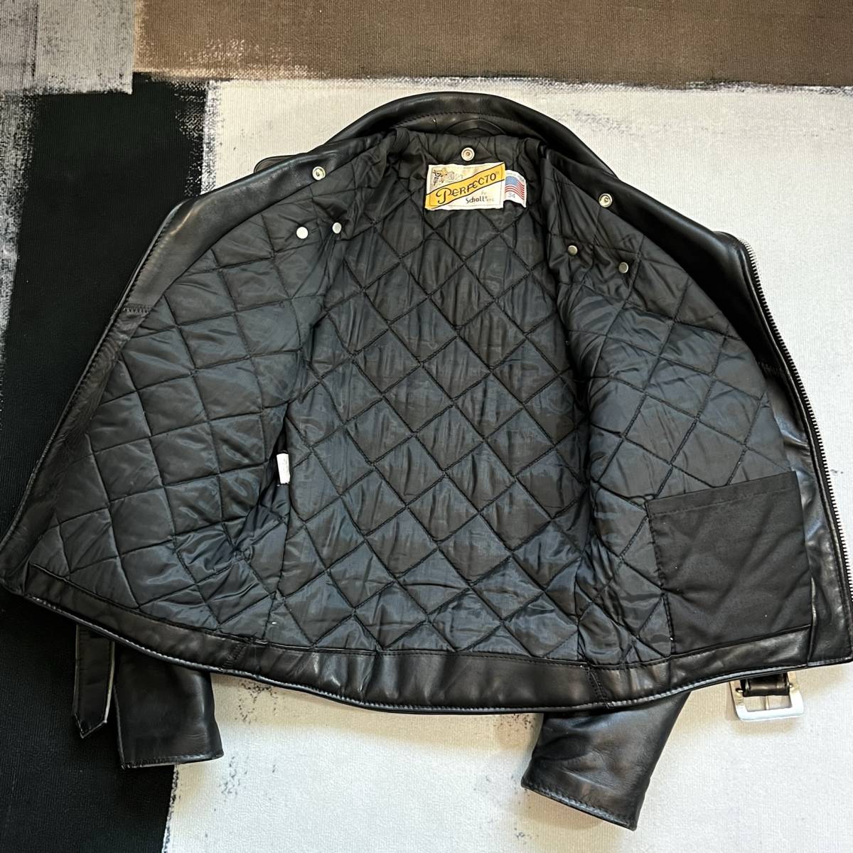 ◇Schott ショット ダブルライダースジャケット 34 バイクタグ レザー