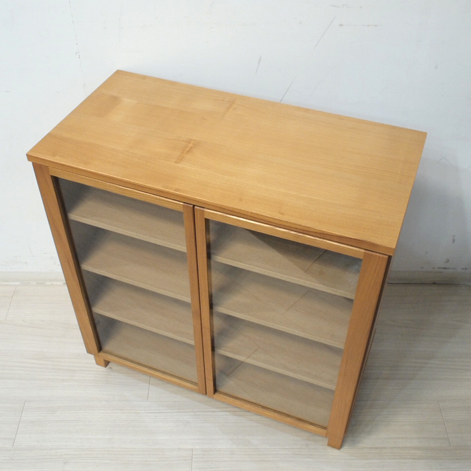 廃盤 MUJI 無印良品 タモ材 ガラスキャビネット 棚 収納