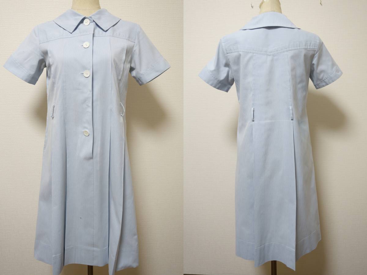 762◆水色ピンストライプ夏用ワンピース◆アサンプション国際