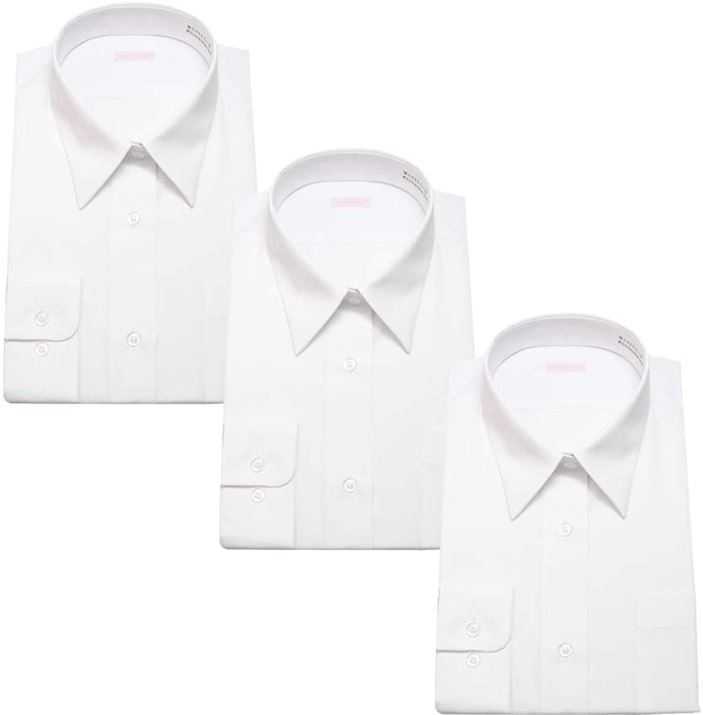 3枚セット スクールシャツ 女子長袖 155cm Sサイズ 形態安定 白無地 レギュラーカラー 新品 MA4100-3P