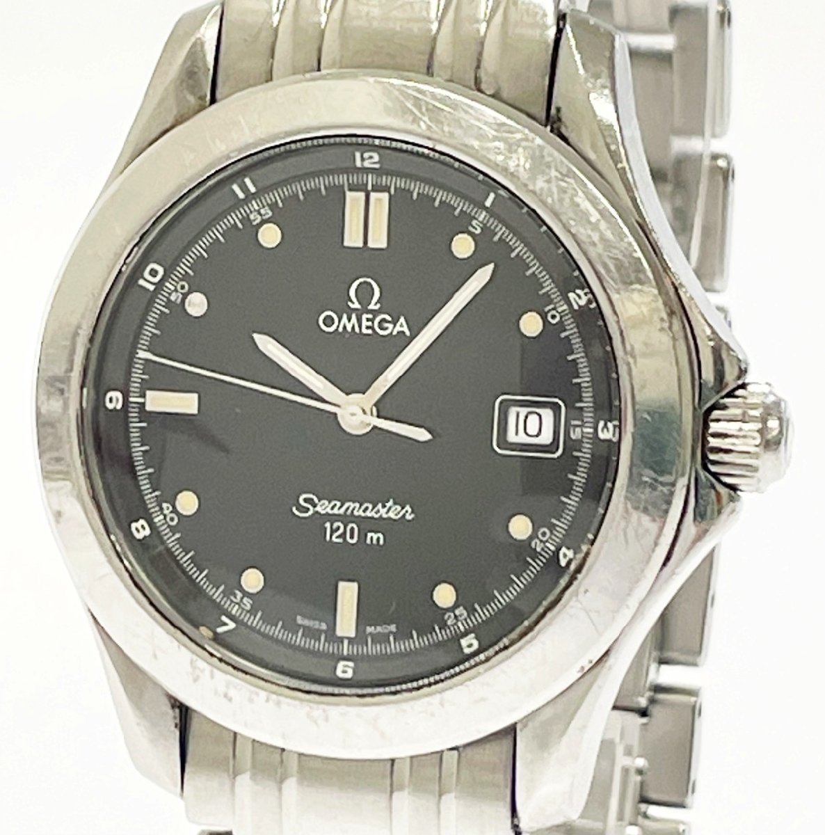 【1円スタート】【おすすめ】 OMEGA オメガ シーマスター 120m SS ブラック文字盤 クオーツ メンズ腕時計 151299.1