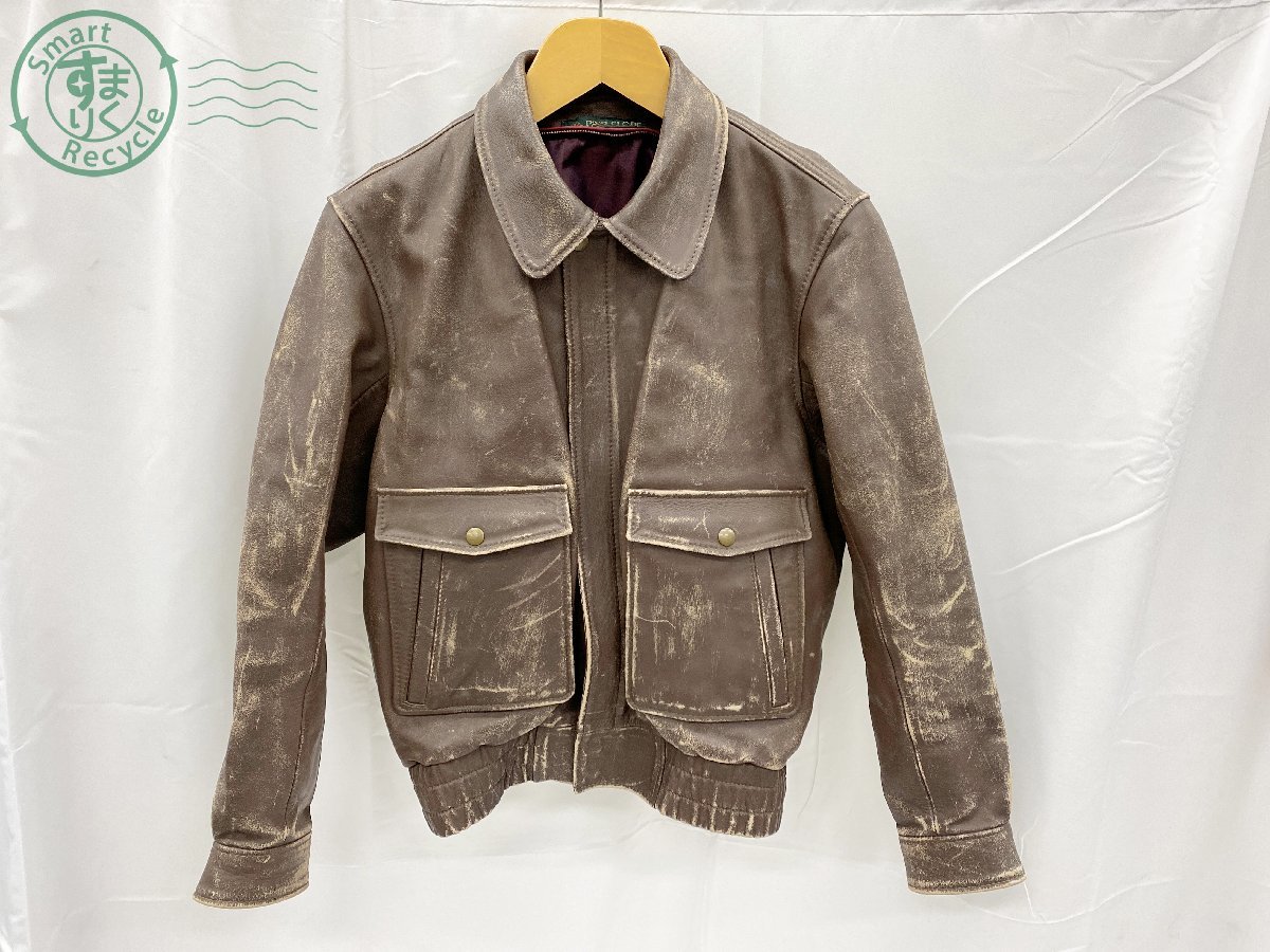 02620297　▼ PAIR SLOPE ペアスロープ レザージャケット 革ジャン ライダース メンズ アウター 上着 M ブラウン ヴィンテージ ダメージ多