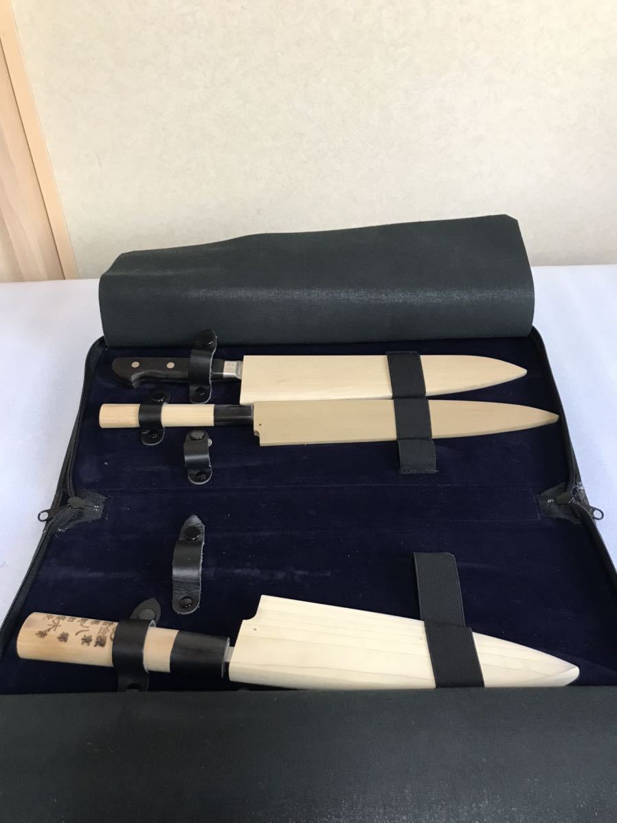 京都 源金吉八木 包丁3点セット 萌子 出刃包丁 牛刀 刺身包丁 調理器具