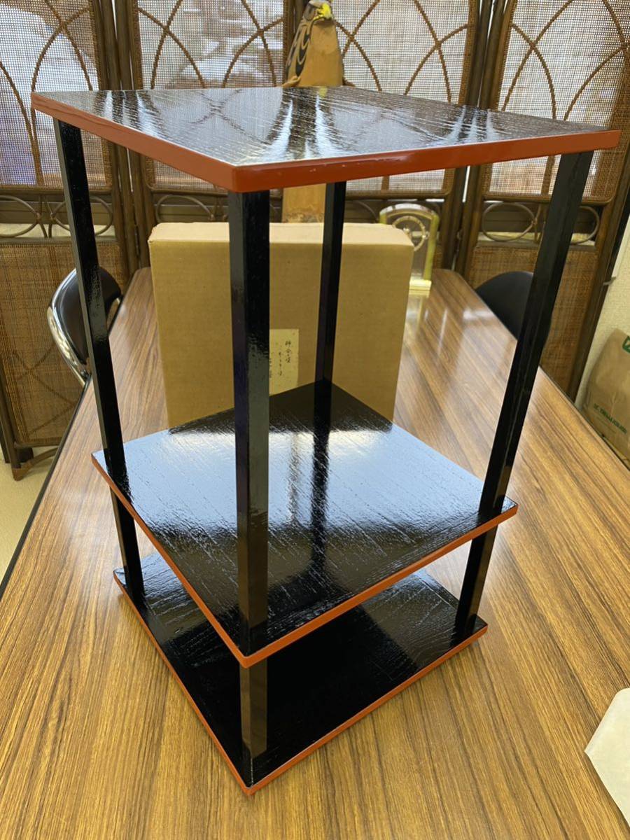 更好棚 柿合せ塗 木製 柿合わせ塗 美品「母」玄々斎好 (四角形・