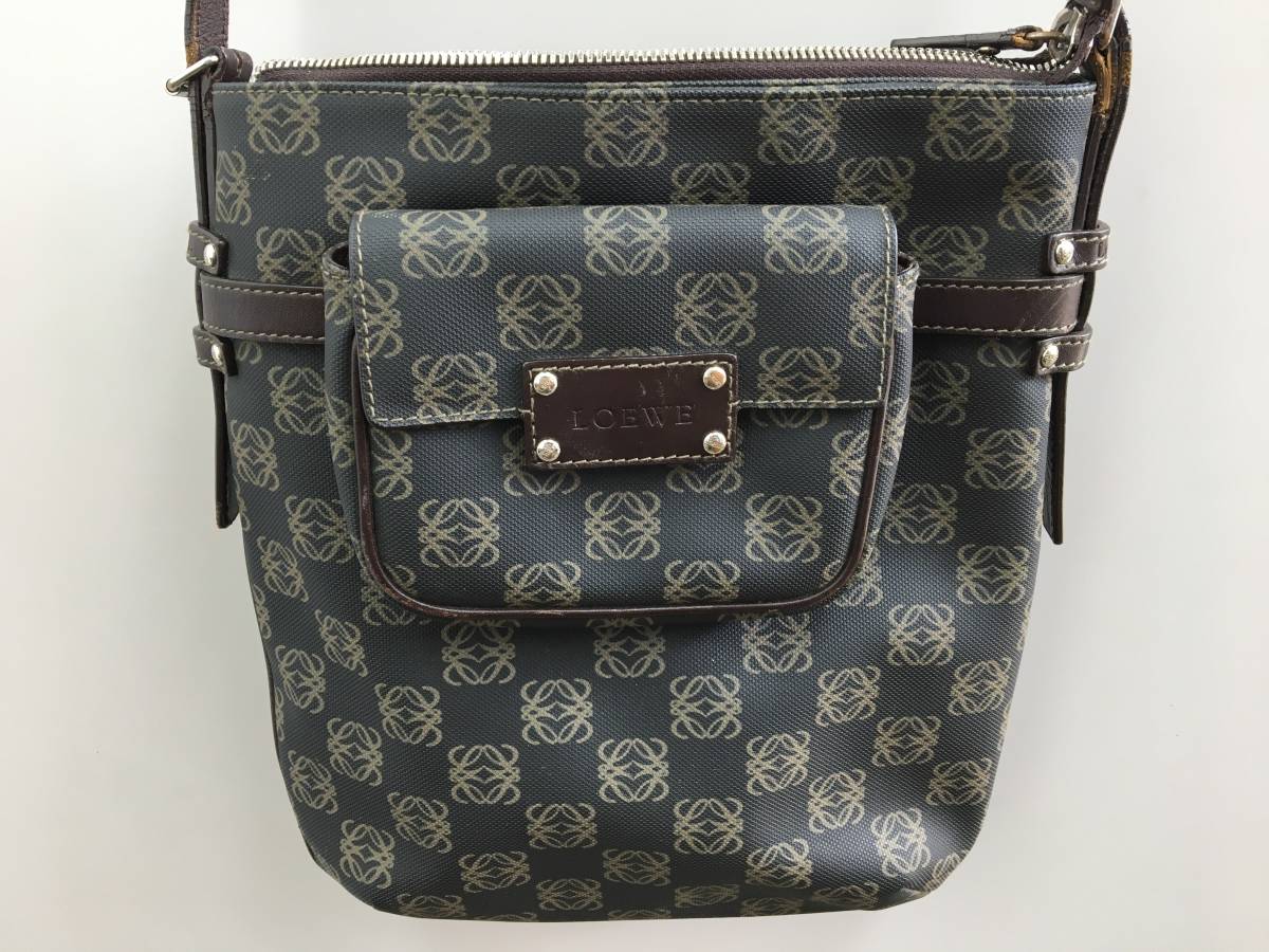 39411 LOEWE ロエベ リピートアナグラム PVC×レザー トートバッグ 