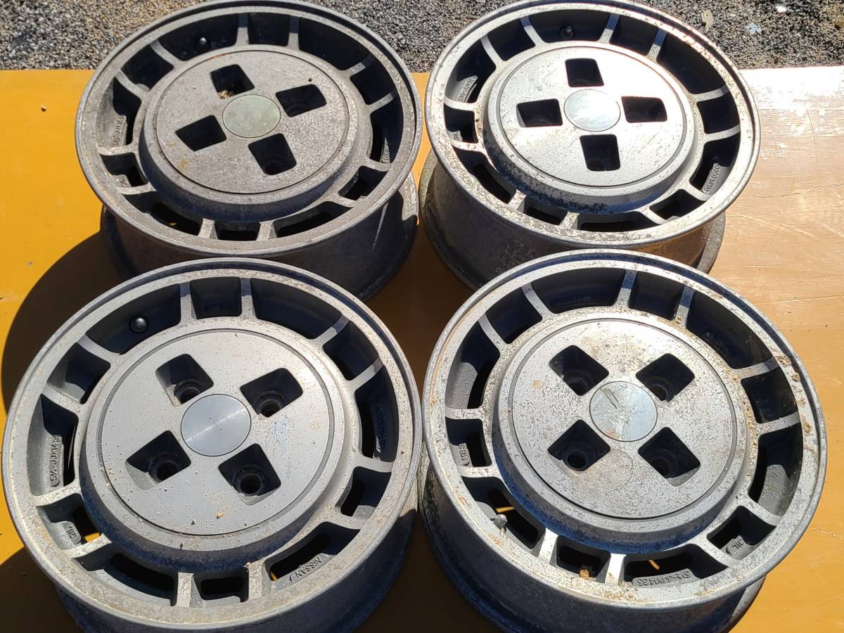 1円～☆当時物 旧車☆日産 ブルーバード 純正アルミ☆14in 5.5JJ ＋35☆4本セット☆