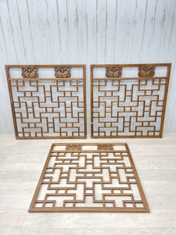 セール✨中国伝統工芸美術 唐木 透彫捻リ図 五足丸卓