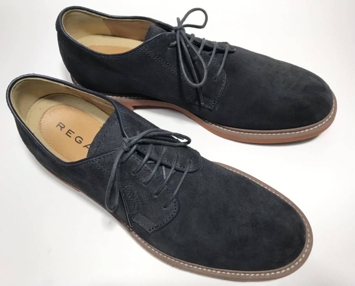 美品!! REGAL リーガル 51MR プレーントゥ 外羽根 NAVY SUEDE ネイビー スエード 26cm 2E 普通幅 本革 紳士靴