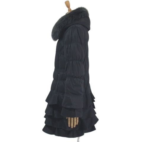 F2◇GK伊太利屋 イタリヤ フォックス付 ダウンコート 黒 ブラック 11号