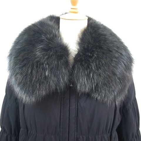 F2◇GK伊太利屋 イタリヤ フォックス付 ダウンコート 黒 ブラック 11号