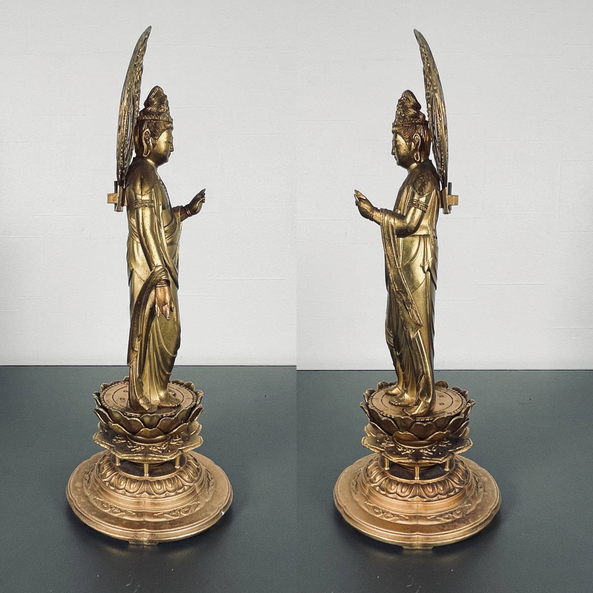 聖観音菩薩 仏教美術 人間国宝 金属製 置物 仏像 朋琳 松久朋琳 立像