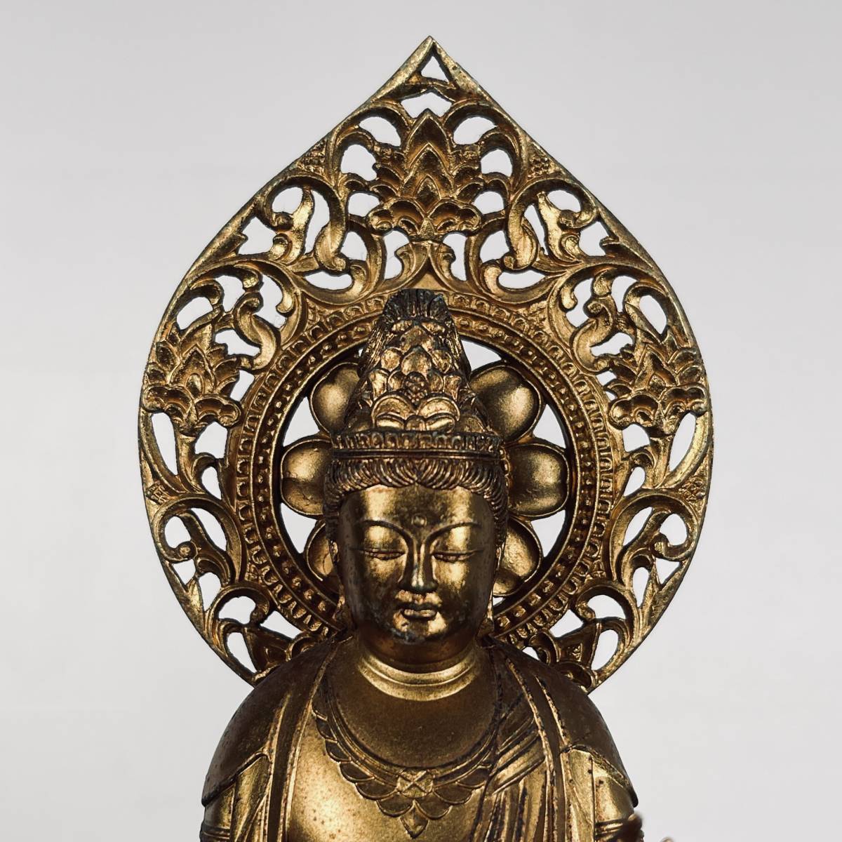 聖観音菩薩 仏教美術 人間国宝 金属製 置物 仏像 朋琳 松久朋琳 立像