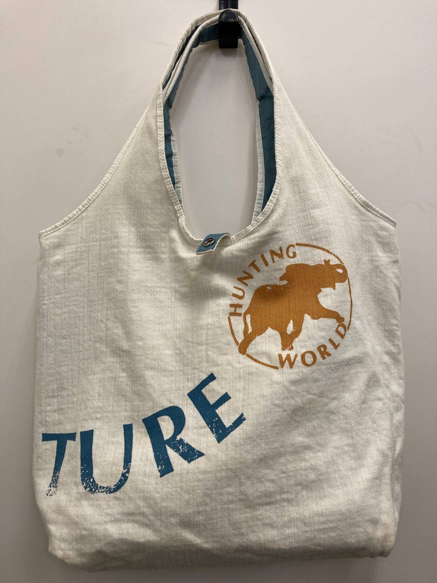21183　【ハンティングワールド　HUNTING WORLD　コットン/ナイロン　リバーシブル　エコトートバッグ】　ユーズド品