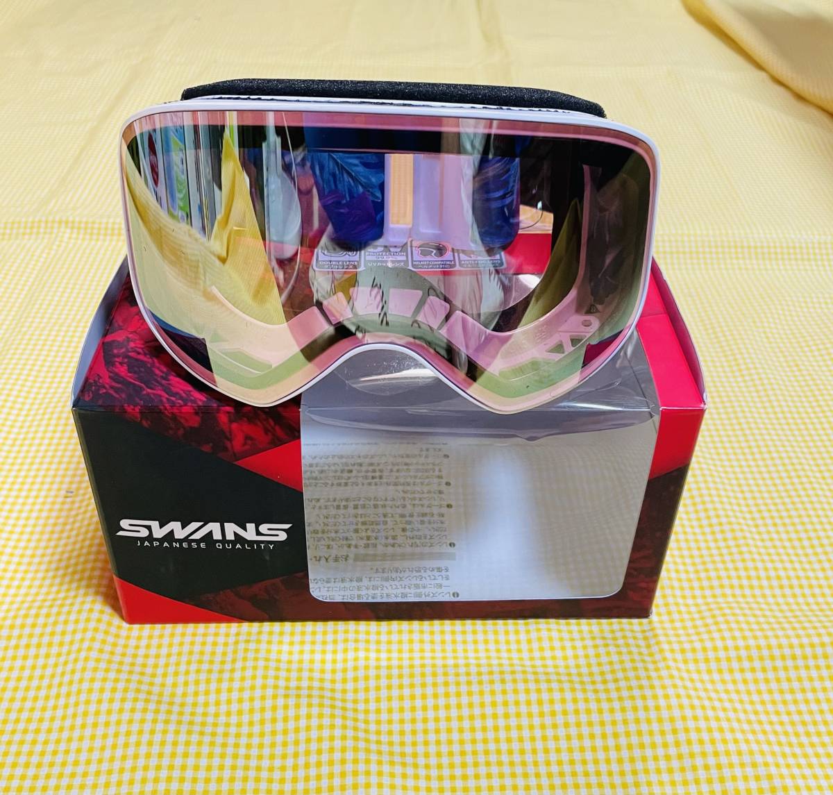 新品・即決】未使用SWANS 190-MDH ホワイト/ブルー ゴールドミラー 