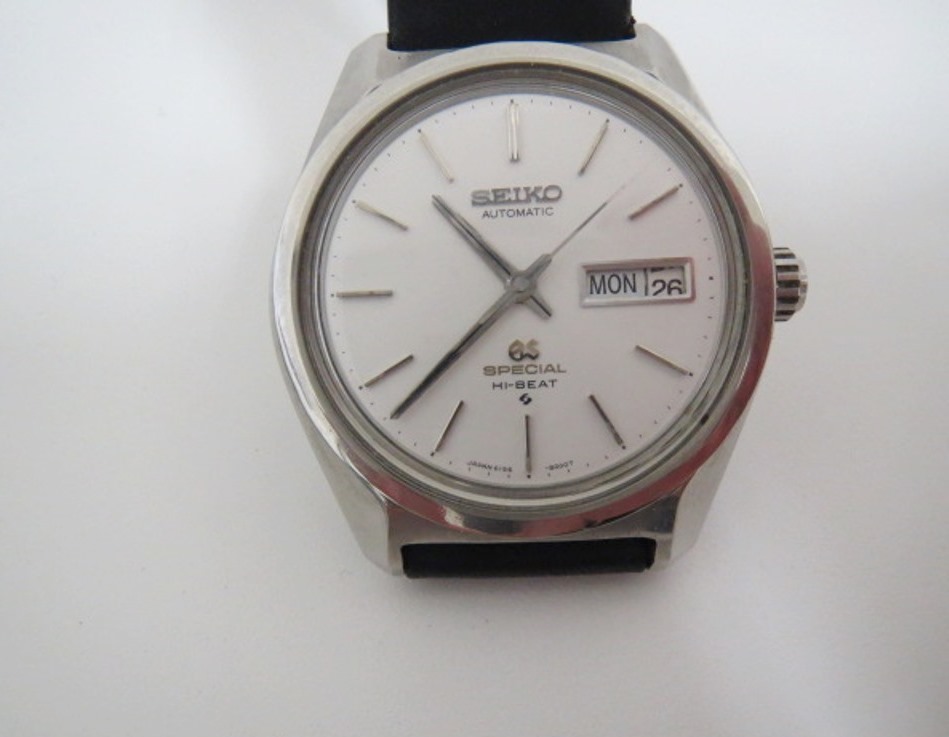 □G61596:セイコー グランドセイコー スペシャル ハイビート 6146-8000 AT 稼働 デイデイト シルバー文字盤 カレンダーずれあり 