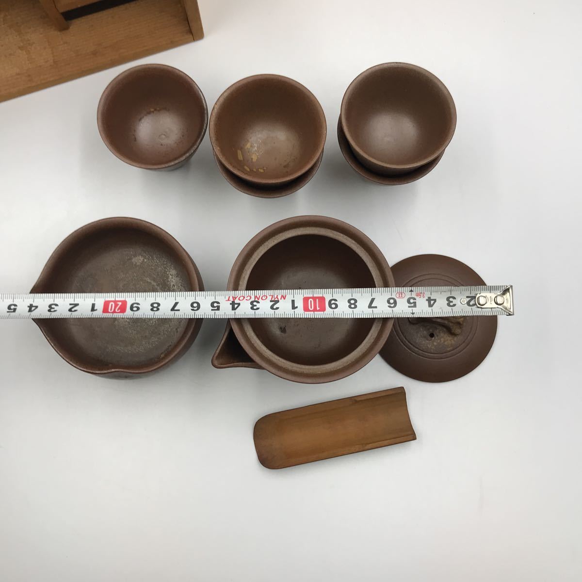 2-53□備前焼 茶器揃 検索】木村陶峰 造 共箱 宝瓶 湯冷 煎茶碗 煎茶