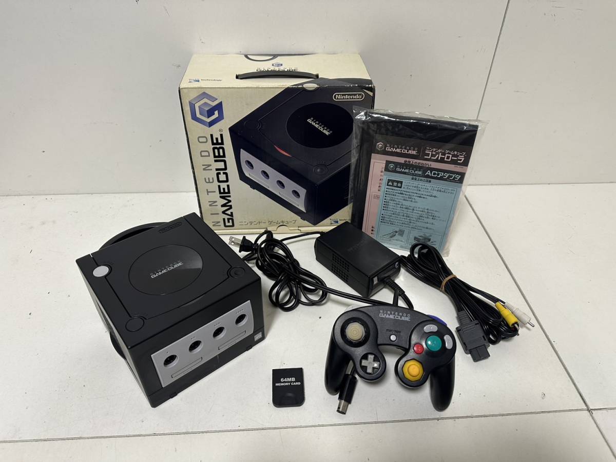 【希少 / 箱付き】【任天堂 ゲームキューブ 本体 メモリーカード コントローラー アダプタ ケーブル GC ブラック】②