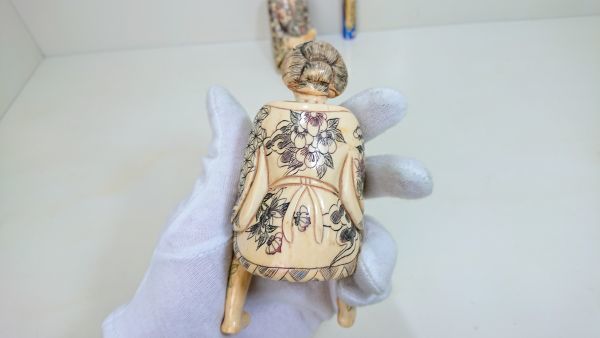 で：でかい3倍根付　浮世絵春画 2体１対セット　逸品物希少 天然牙彫刻 希少】 春画 彫刻 大型 根付 2体1対型 浮世絵 置物 人形 まぐわい